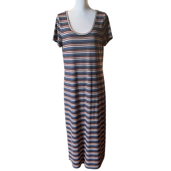 LOFT Striped Multicolor Women's Maxi Dress SZ L - Picture 4 of 8
